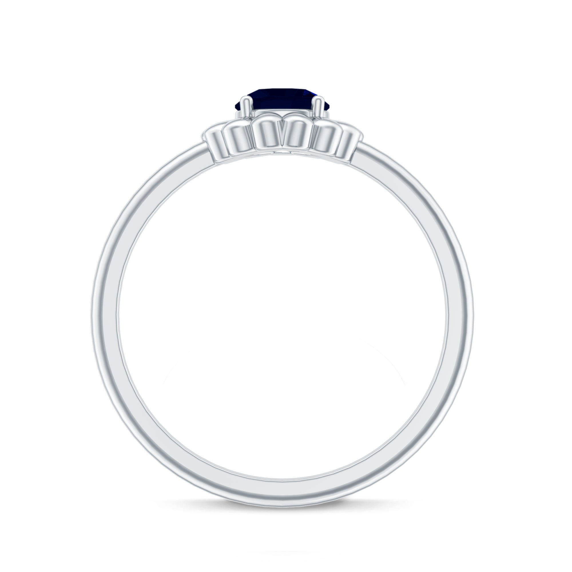 1 CT Round Cut Solitaire Blue Sapphire Gold Flower Ring