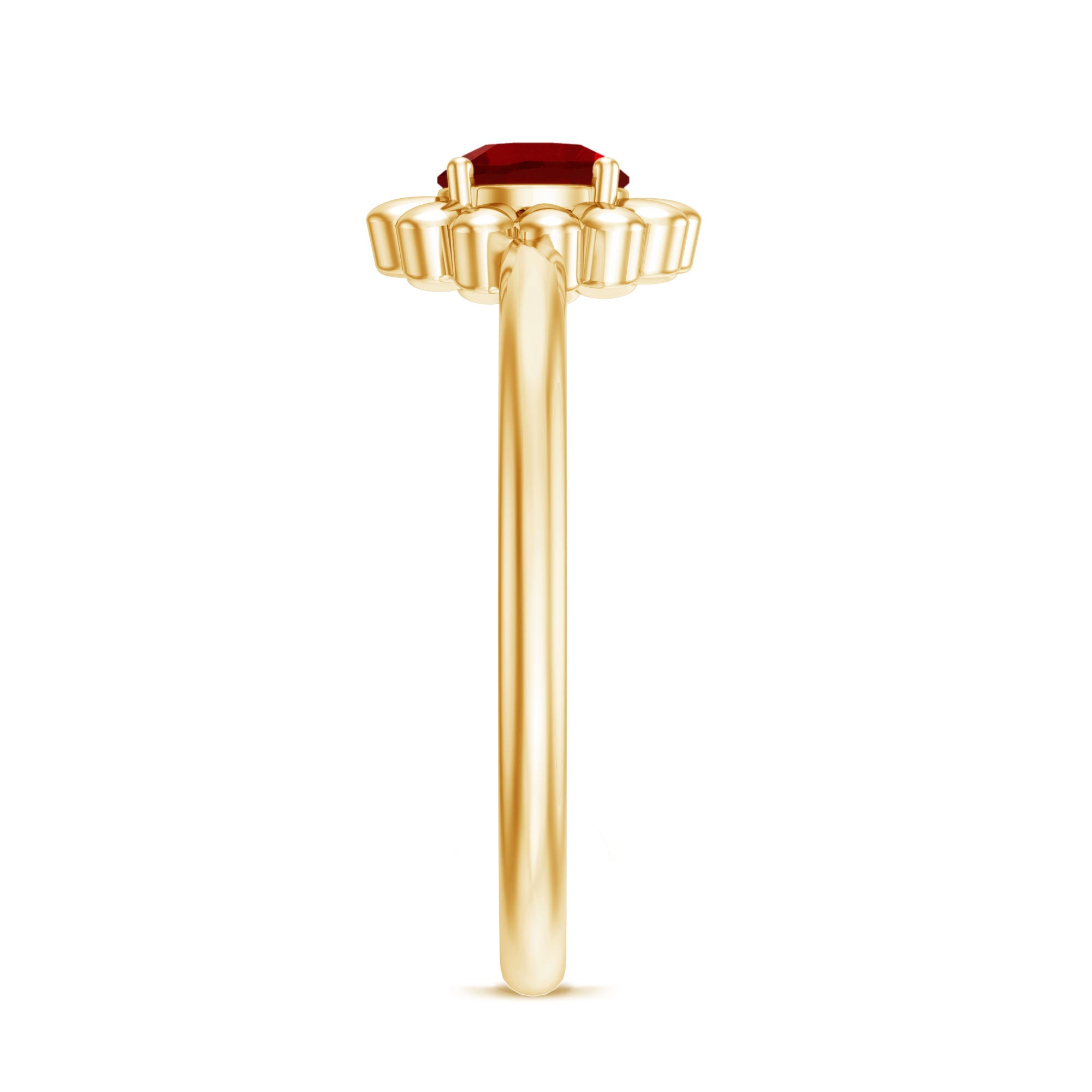 Solitaire Lab Grown Ruby Flower Promise Ring for Her