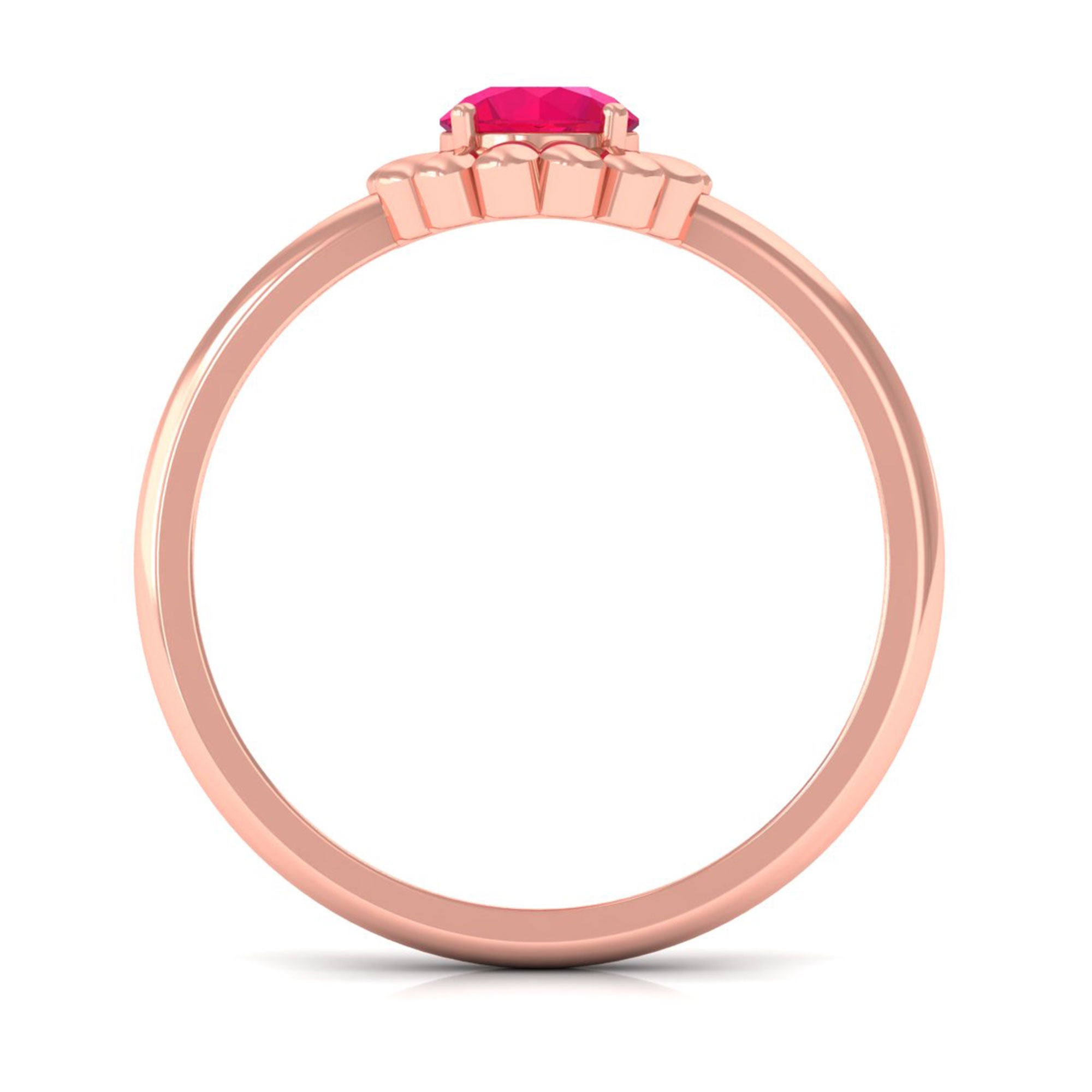 Round Cut Genuine Ruby Flower Promise Ring