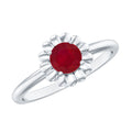 Round Cut Genuine Ruby Flower Promise Ring