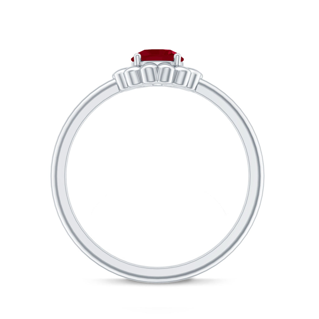 Round Cut Genuine Ruby Flower Promise Ring