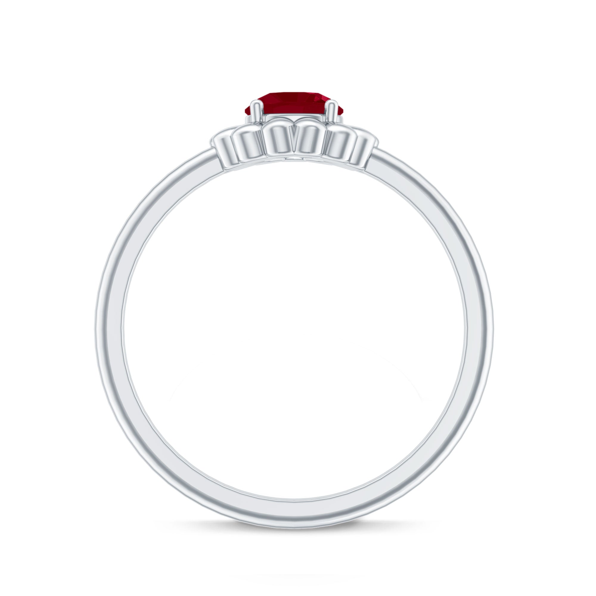Round Cut Genuine Ruby Flower Promise Ring