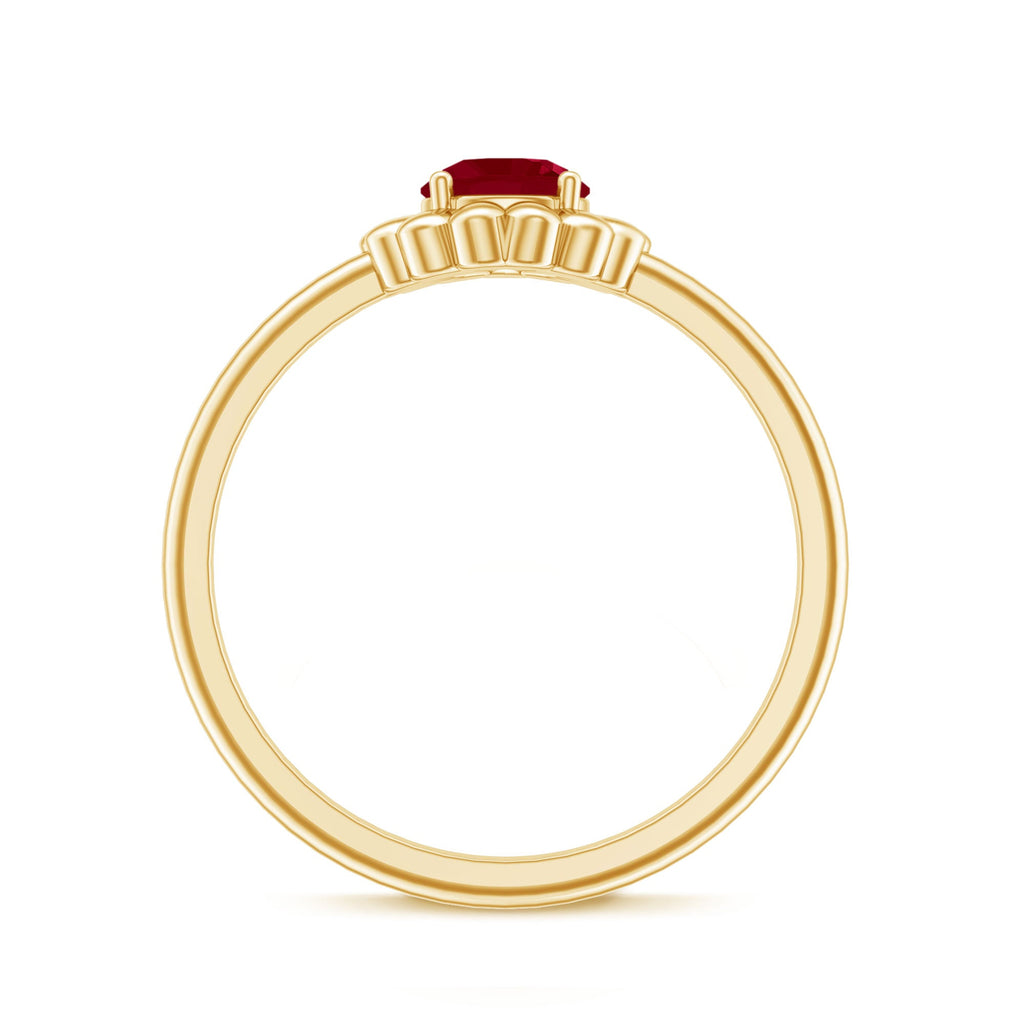 Round Cut Genuine Ruby Flower Promise Ring