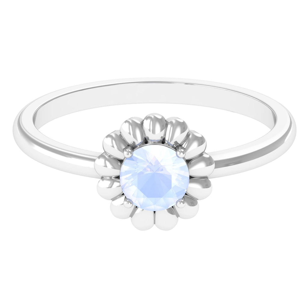 6MM Round Cut Solitaire Moonstone Flower Ring