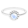 6MM Round Cut Solitaire Moonstone Flower Ring