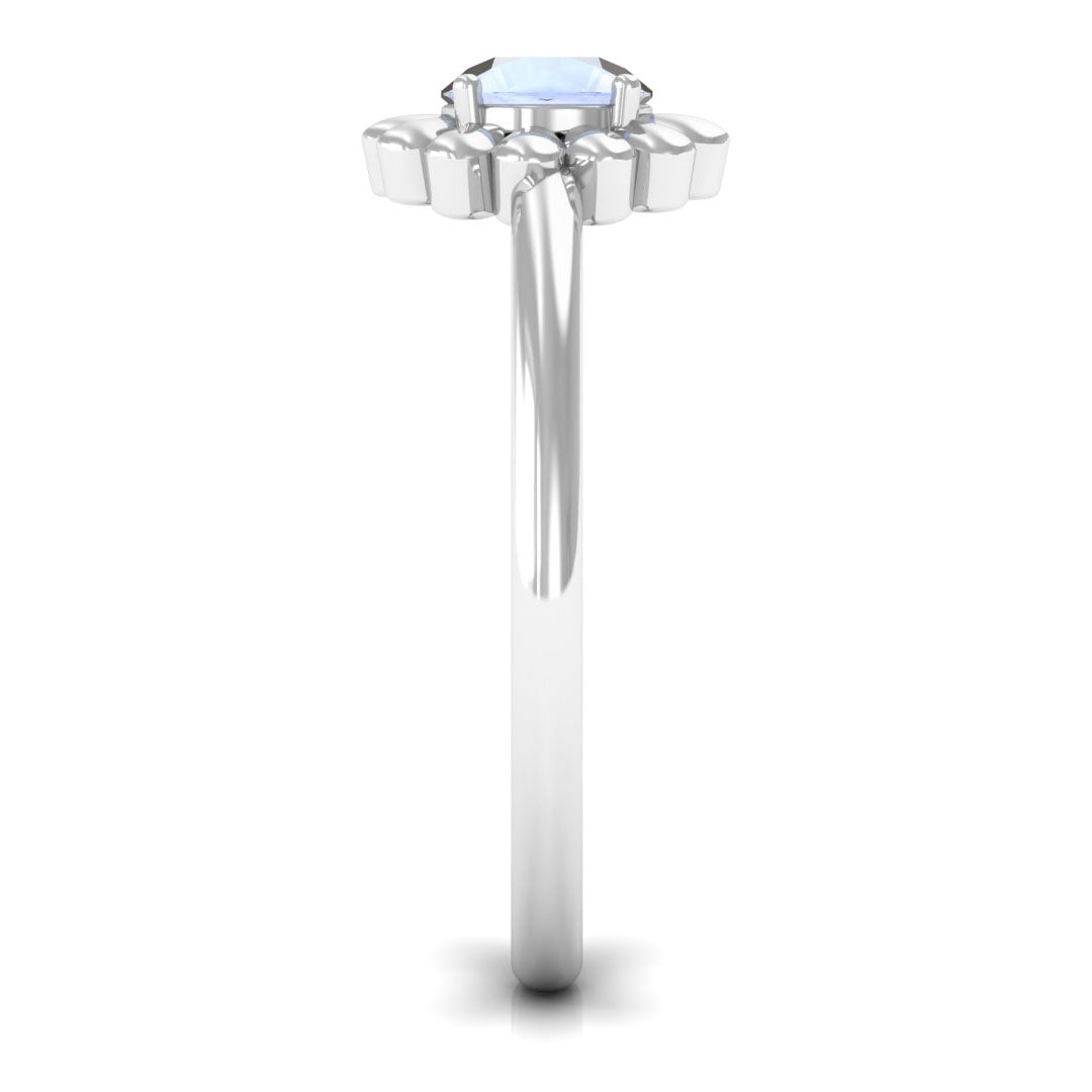 6MM Round Cut Solitaire Moonstone Flower Ring