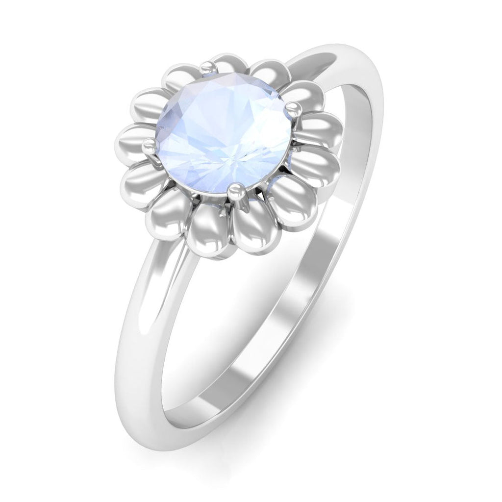 6MM Round Cut Solitaire Moonstone Flower Ring