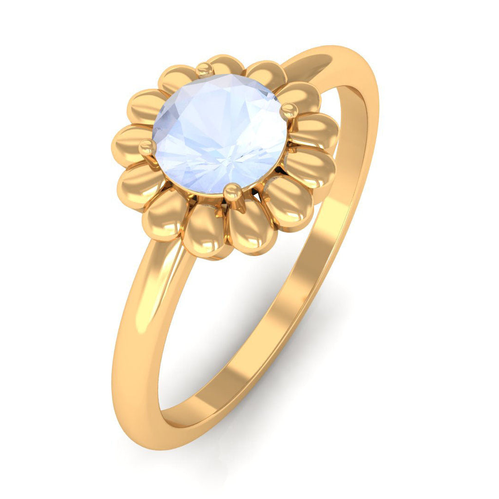 6MM Round Cut Solitaire Moonstone Flower Ring