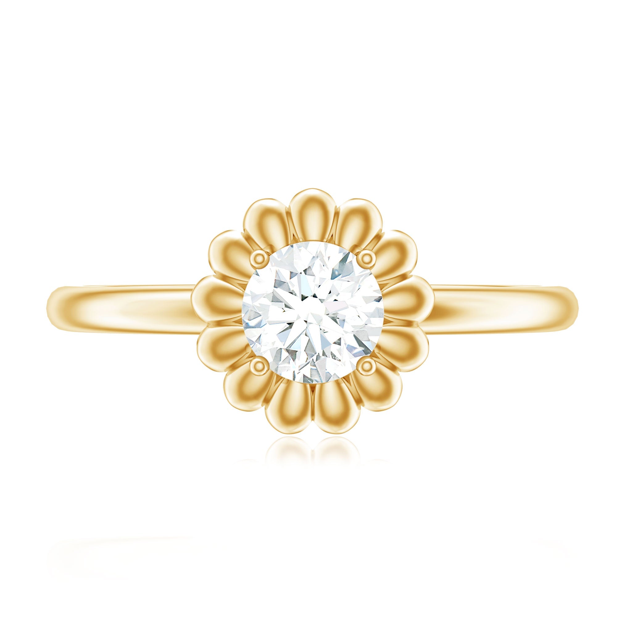 Zircon Floral Solitaire Ring