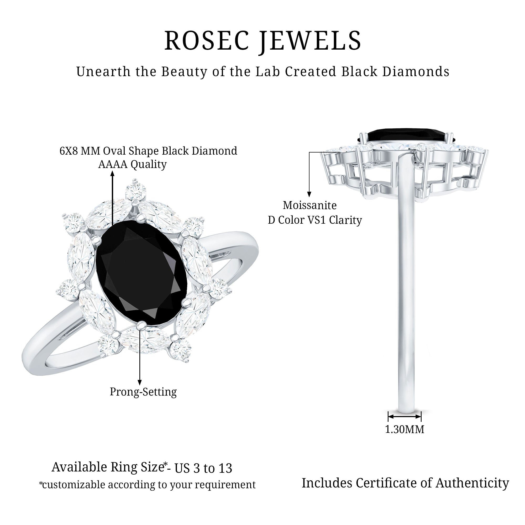 Certified 1.9 Carat Lab Grown Black Diamond Oval Engagement Ring with White Diamond Halo