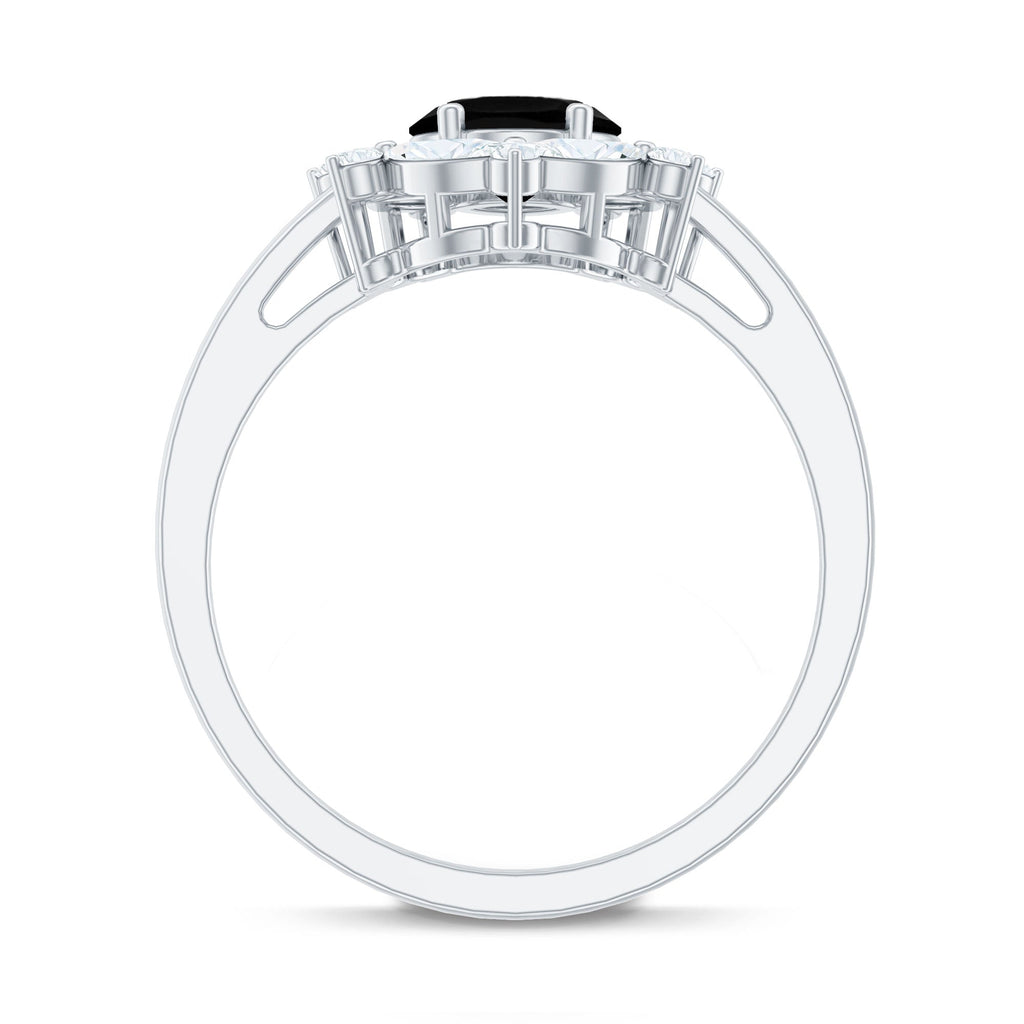 Certified 1.9 Carat Lab Grown Black Diamond Oval Engagement Ring with White Diamond Halo