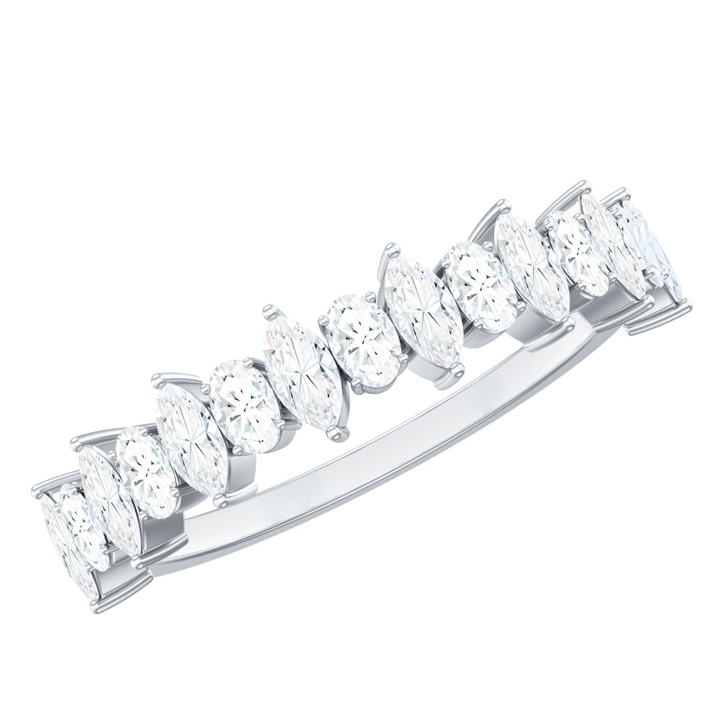 Certified Moissanite Half Eternity Wedding Band Ring