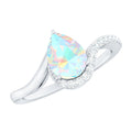 5X7mm Pear Cut Ethiopian Opal Engagement Ring with Diamond