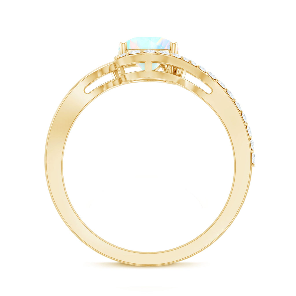 5X7mm Pear Cut Ethiopian Opal Engagement Ring with Diamond
