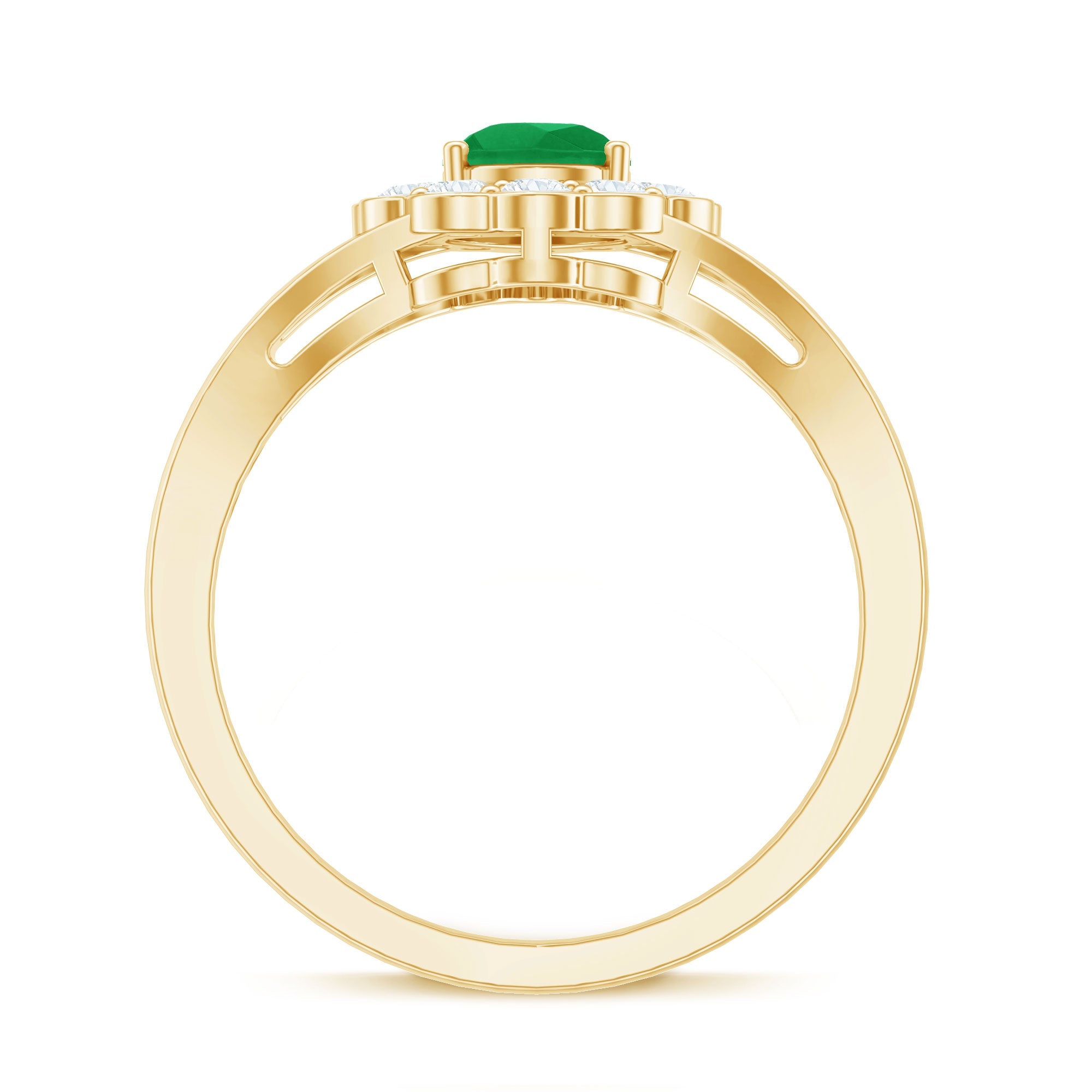 5X7 mm Pear Cut Emerald Engagement Ring with Diamond Halo