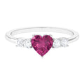Heart Shape Pink Tourmaline Solitaire Promise Ring with Diamond