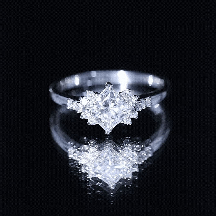 Simple Princess Cut Simulated Diamond Engagement Ring