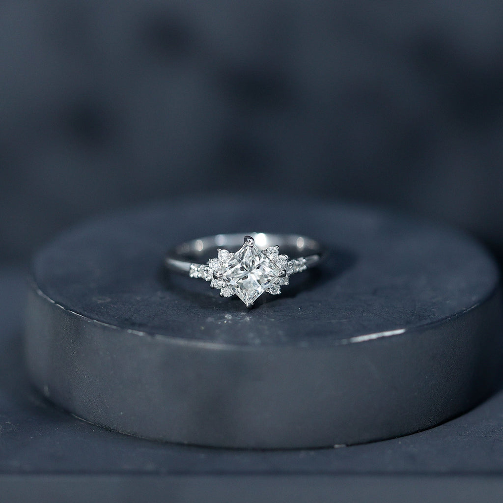 Simple Princess Cut Simulated Diamond Engagement Ring