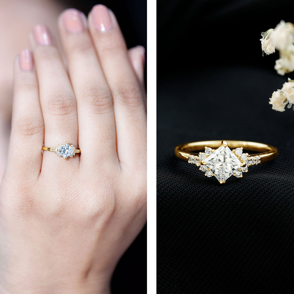 Simple Princess Cut Simulated Diamond Engagement Ring