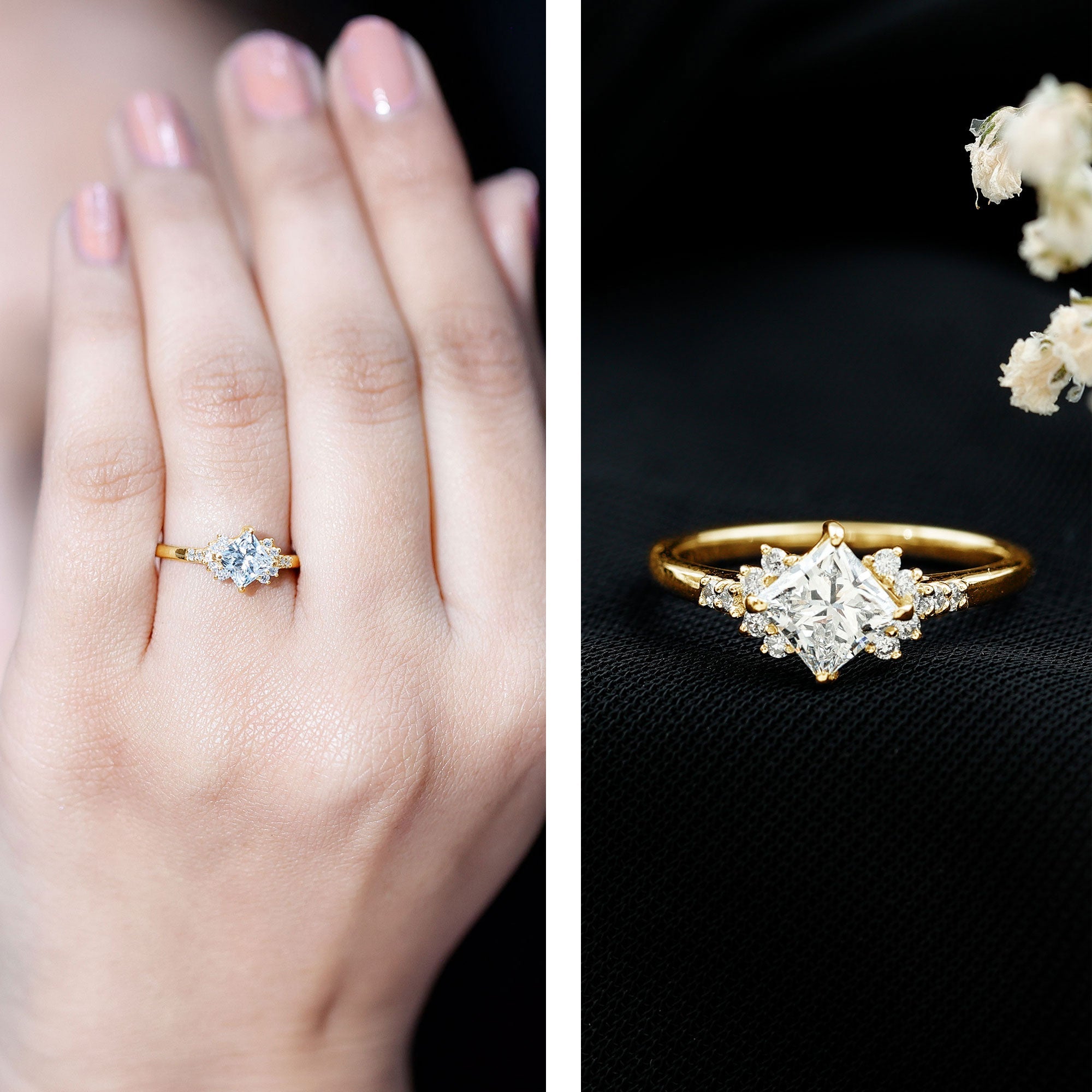 Simple Princess Cut Simulated Diamond Engagement Ring