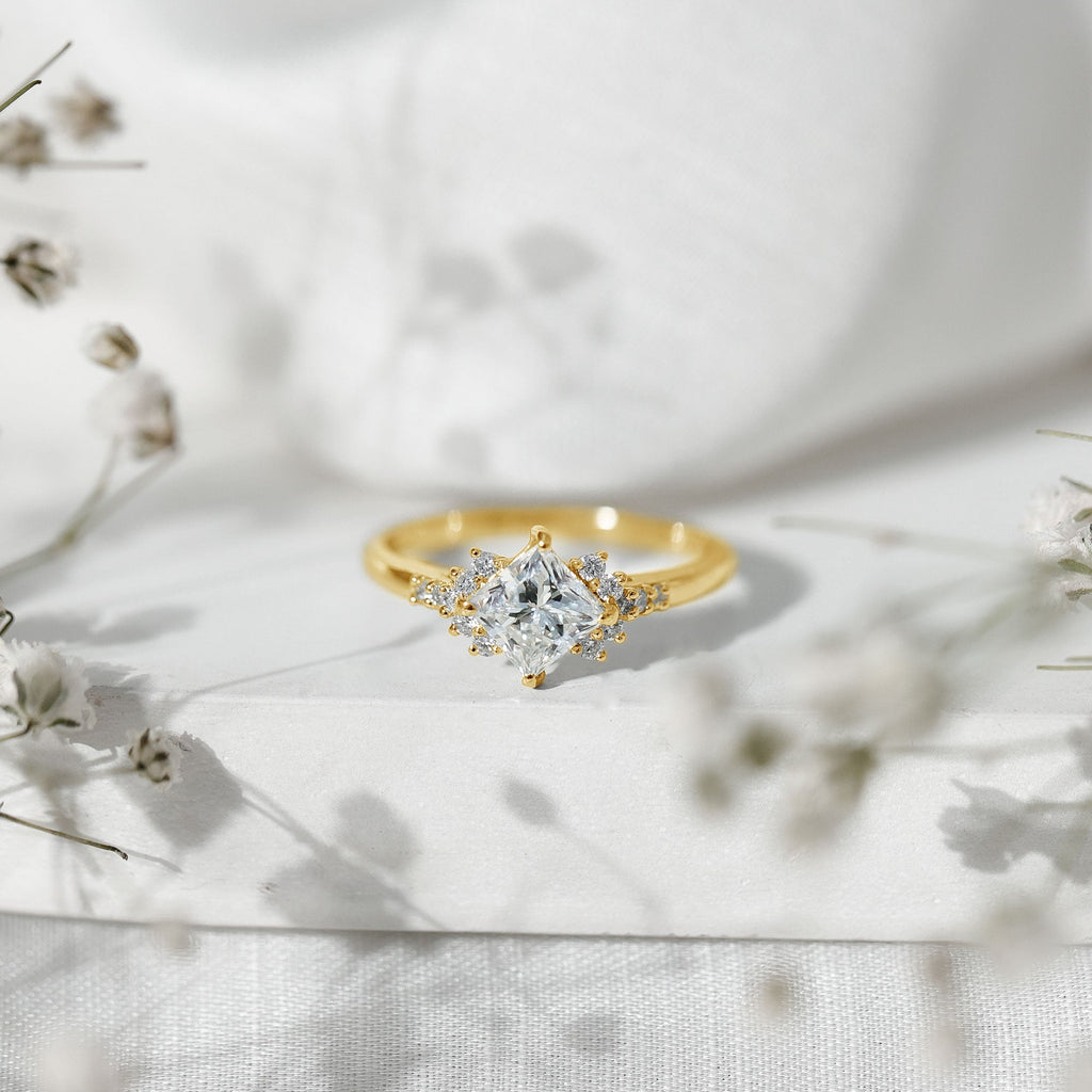 Simple Princess Cut Simulated Diamond Engagement Ring