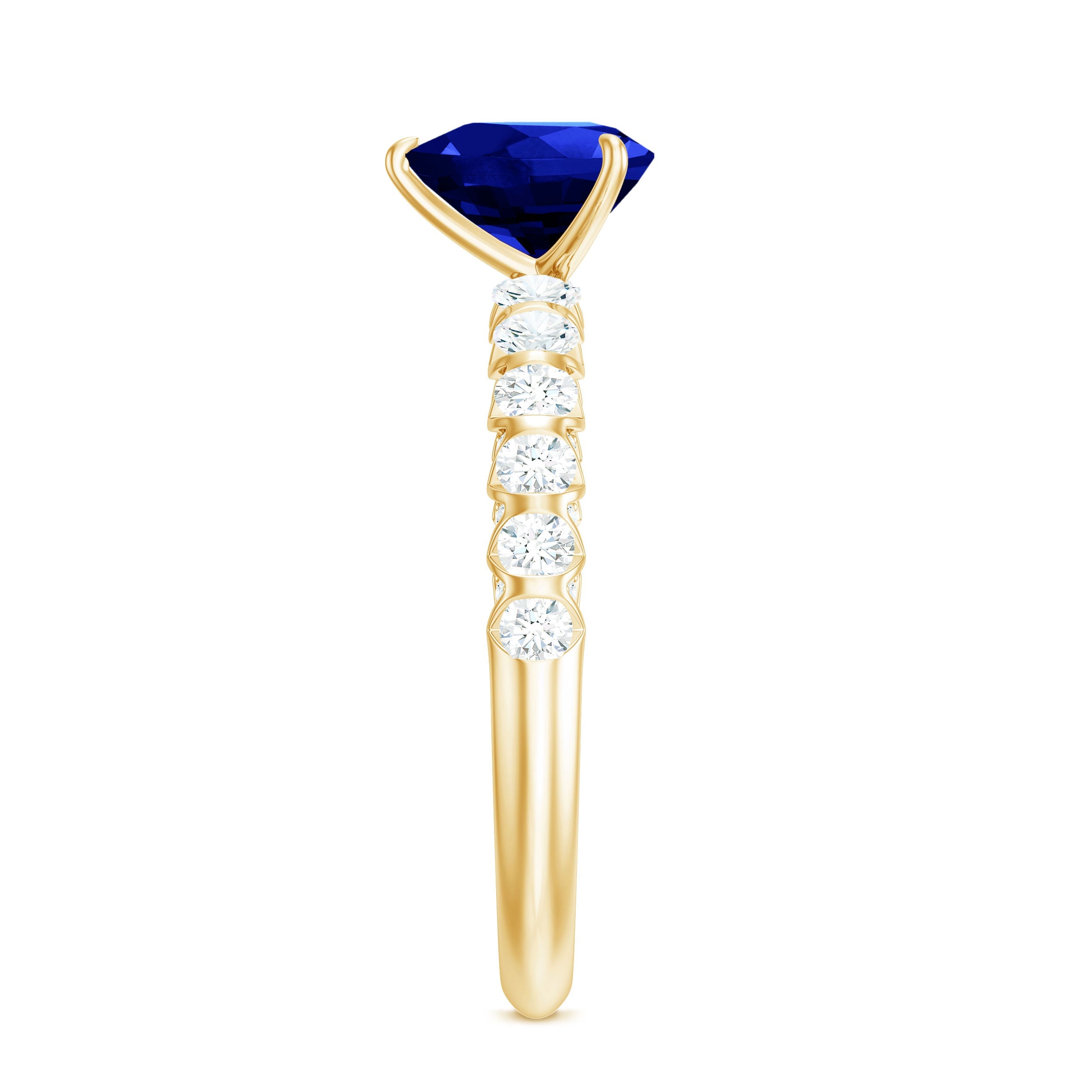 Certified 1 Carat Lab Created Blue Sapphire Heart Engagement Ring with Diamond