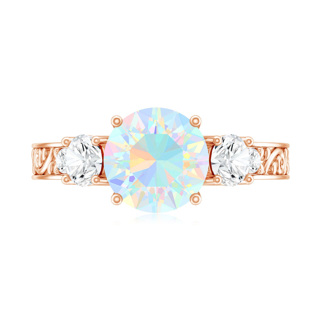 Certified Real Ethiopian Opal 3 Stone Engagement Ring With Certificate