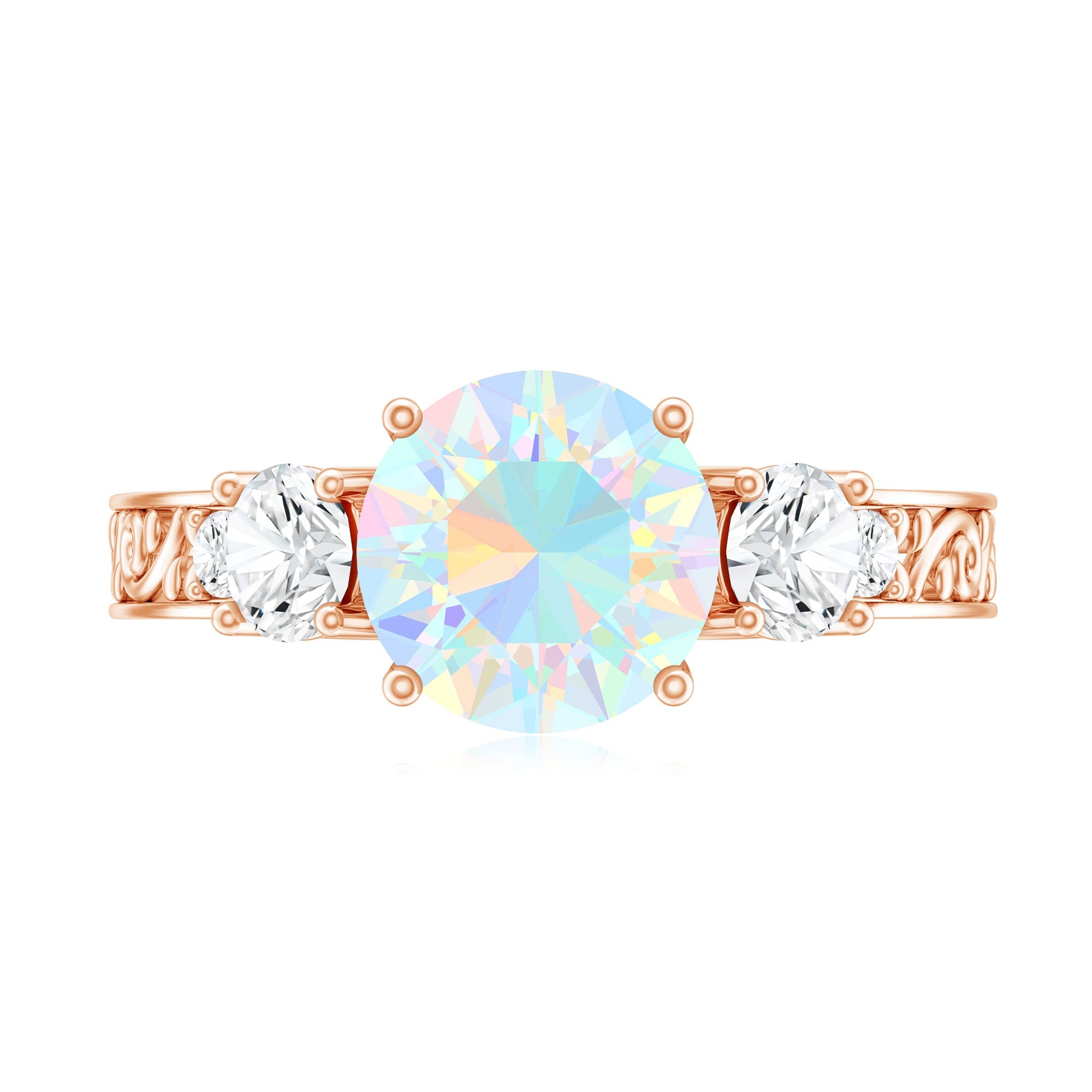 Certified Real Ethiopian Opal 3 Stone Engagement Ring With Certificate