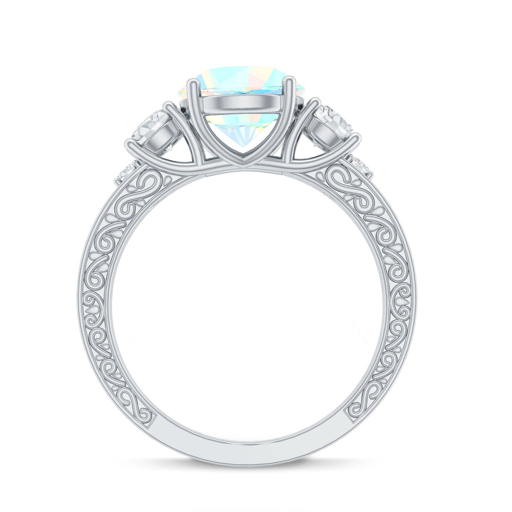 Certified Real Ethiopian Opal 3 Stone Engagement Ring With Certificate