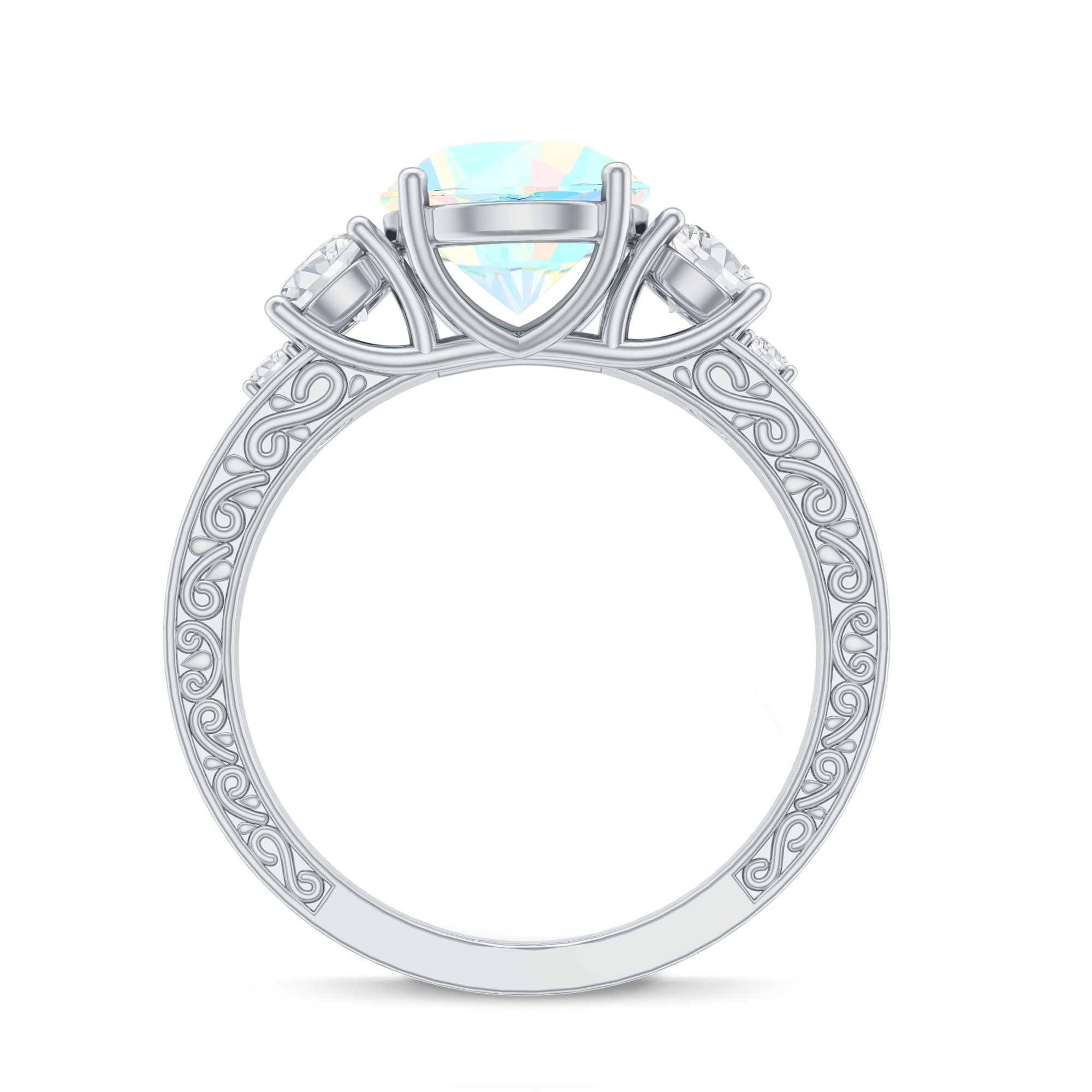 Certified Real Ethiopian Opal 3 Stone Engagement Ring With Certificate