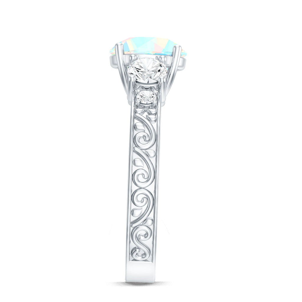 Certified Real Ethiopian Opal 3 Stone Engagement Ring With Certificate