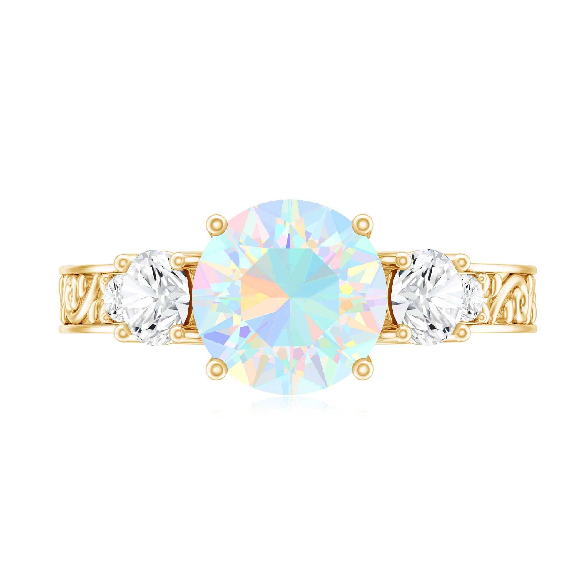 Certified Real Ethiopian Opal 3 Stone Engagement Ring With Certificate