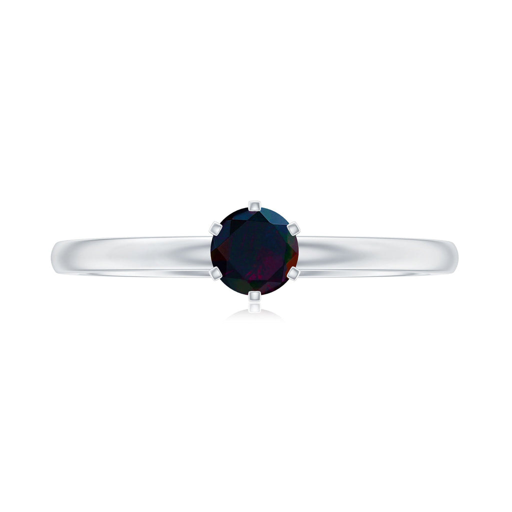5MM Round Black Opal Solitaire Promise Ring