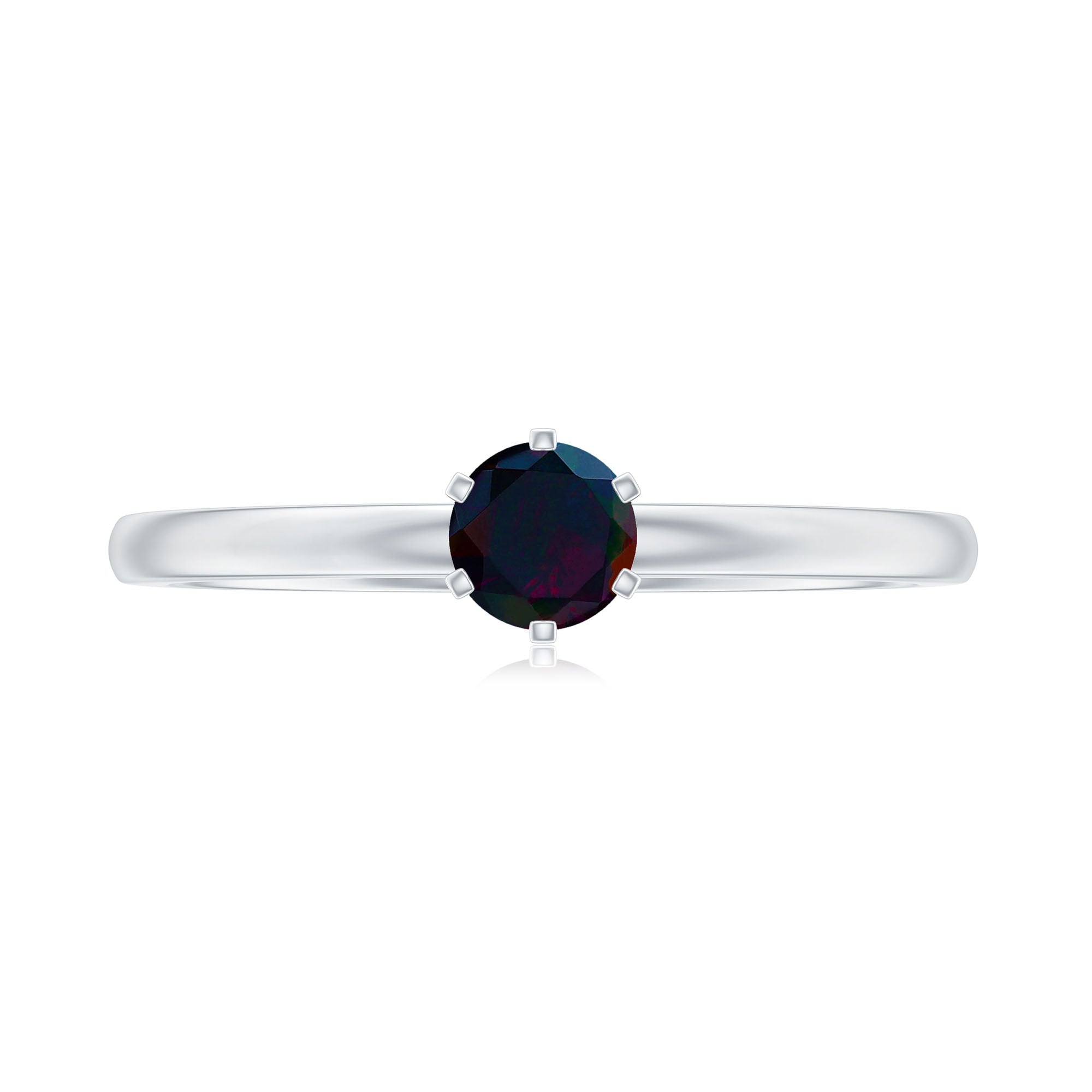 5MM Round Black Opal Solitaire Promise Ring
