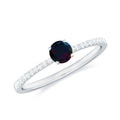1/2 CT Round Black Opal Solitaire Engagement Ring with Diamond