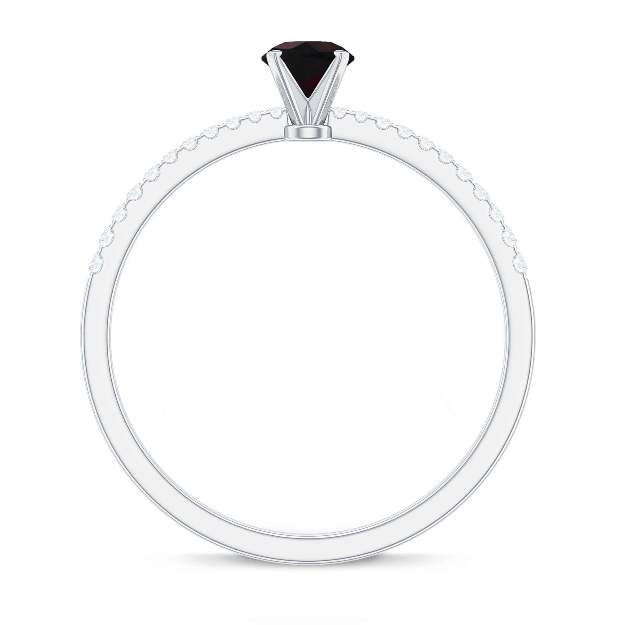 1/2 CT Round Black Opal Solitaire Engagement Ring with Diamond