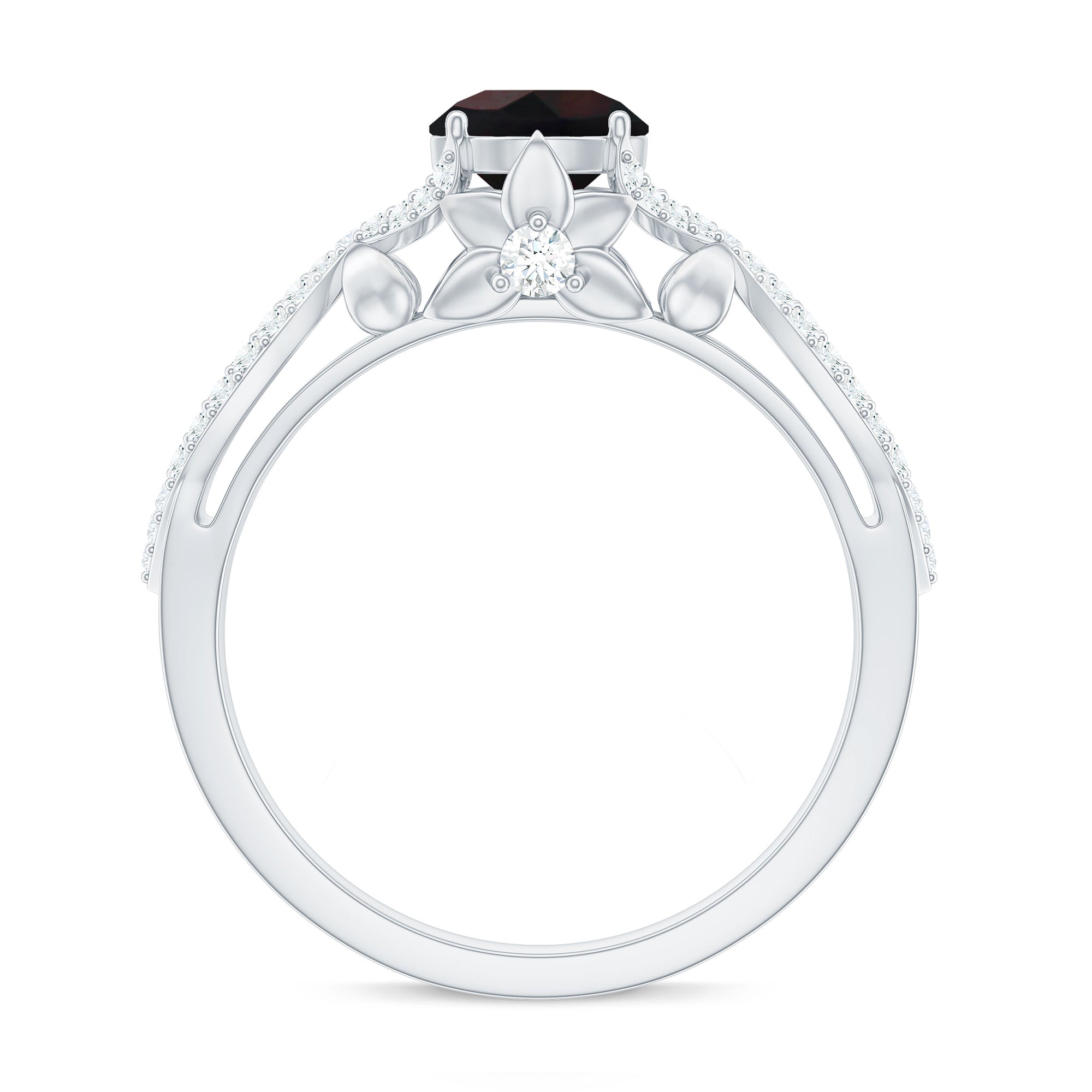 Natural Black Opal Crossover Engagement Ring with Diamond