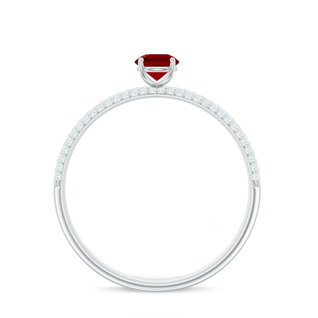 Minimalist Lab Created Ruby Ring with Diamond Side Stones