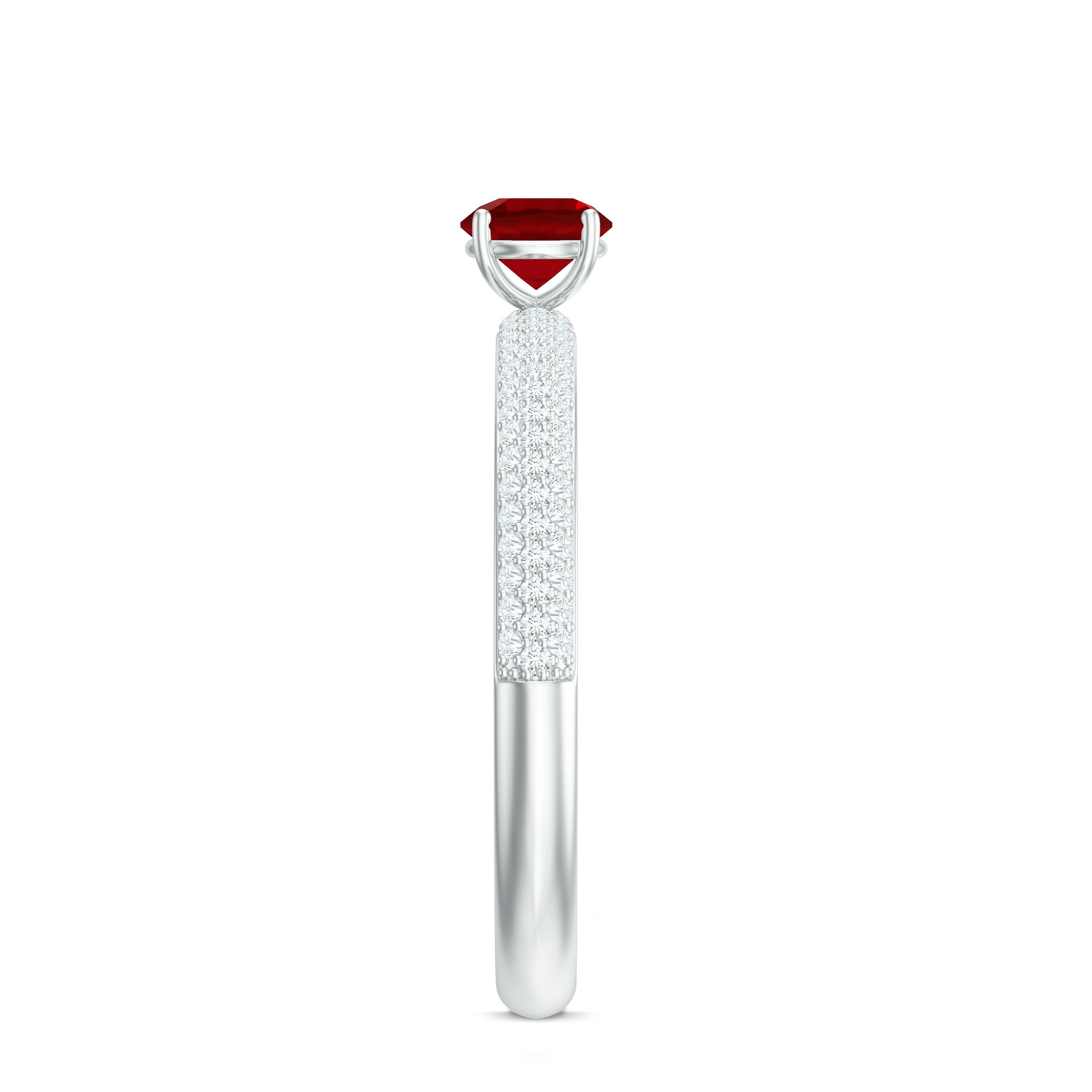 Minimalist Lab Created Ruby Ring with Diamond Side Stones