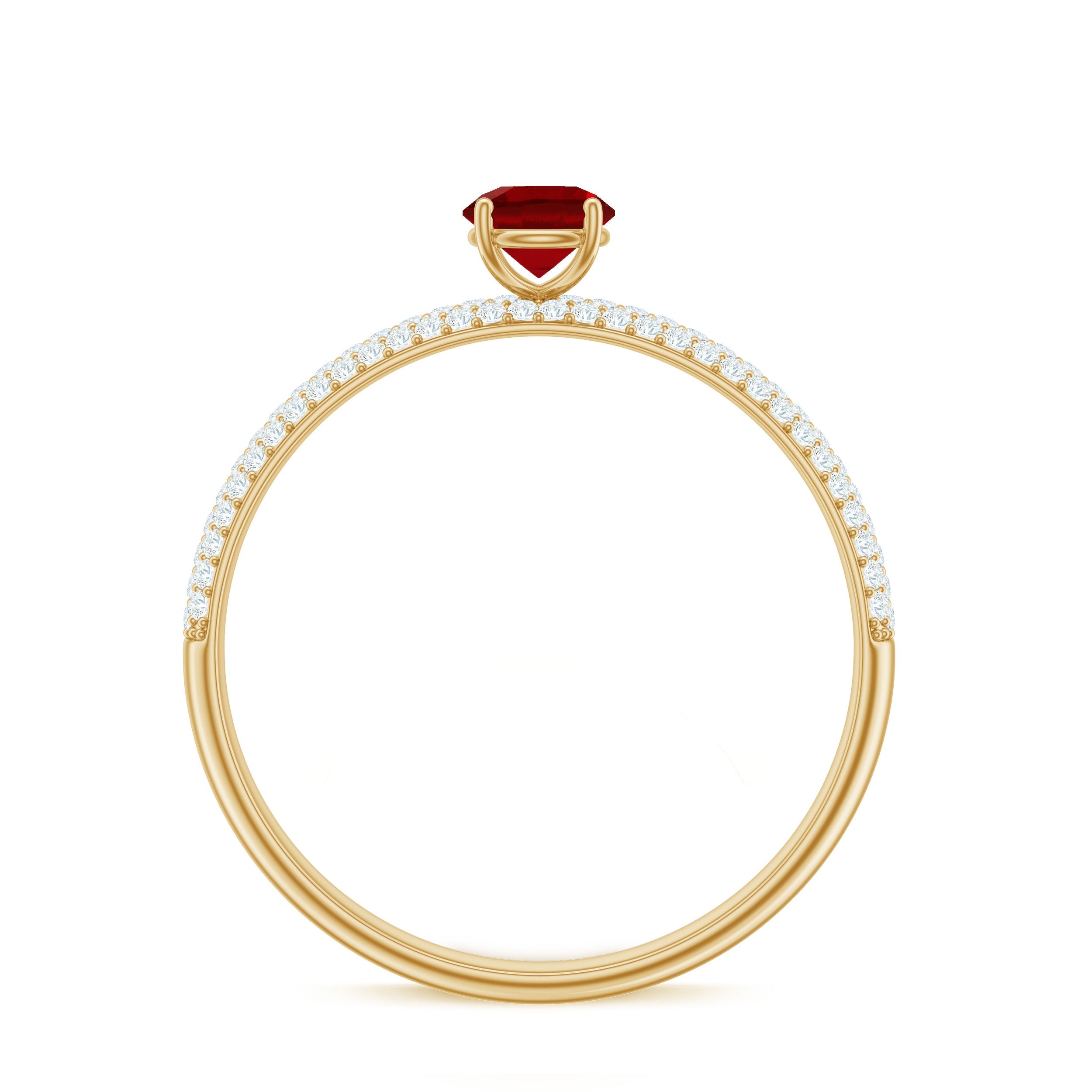 Minimalist Lab Created Ruby Ring with Diamond Side Stones