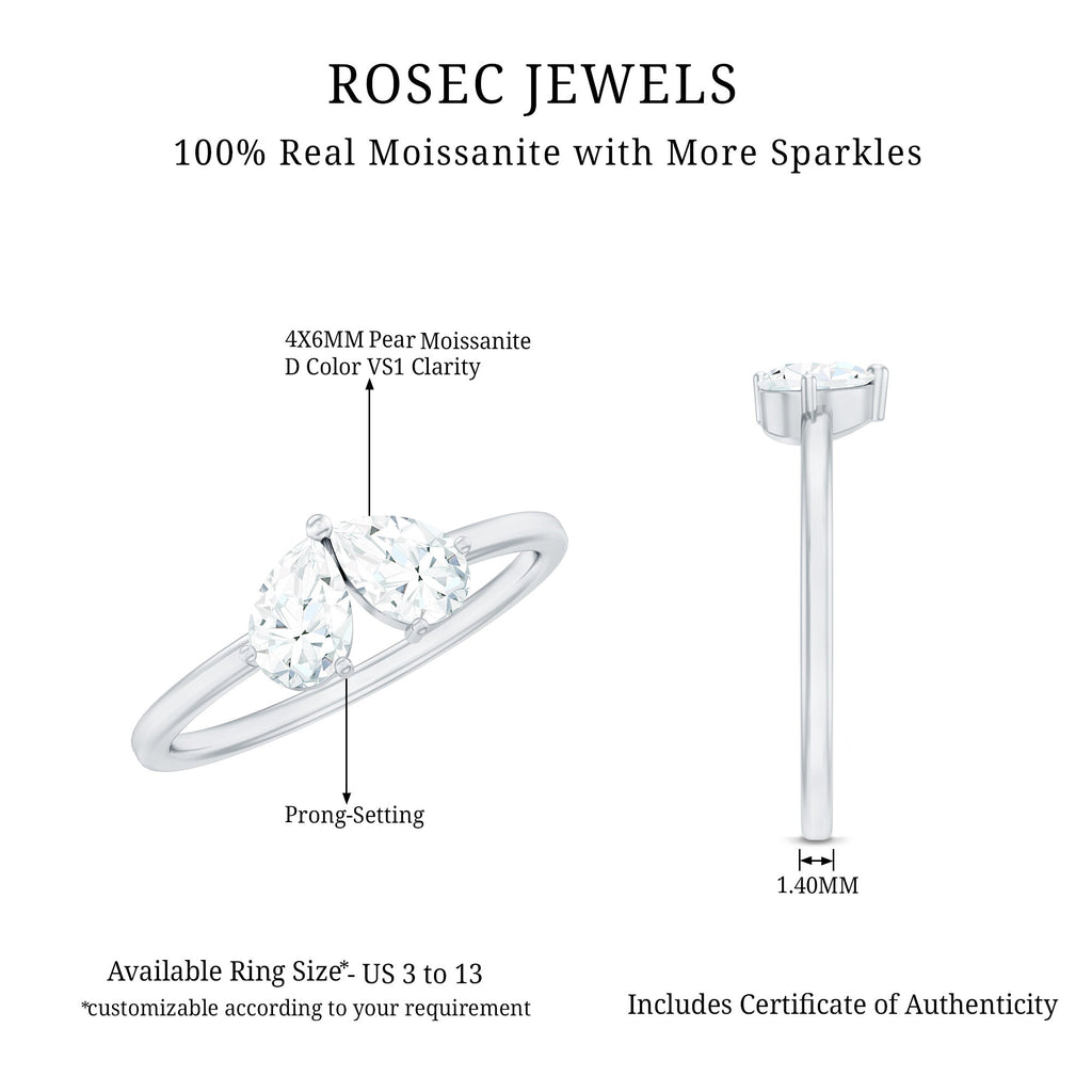 Moissanite Two Stone Promise Engagement Ring