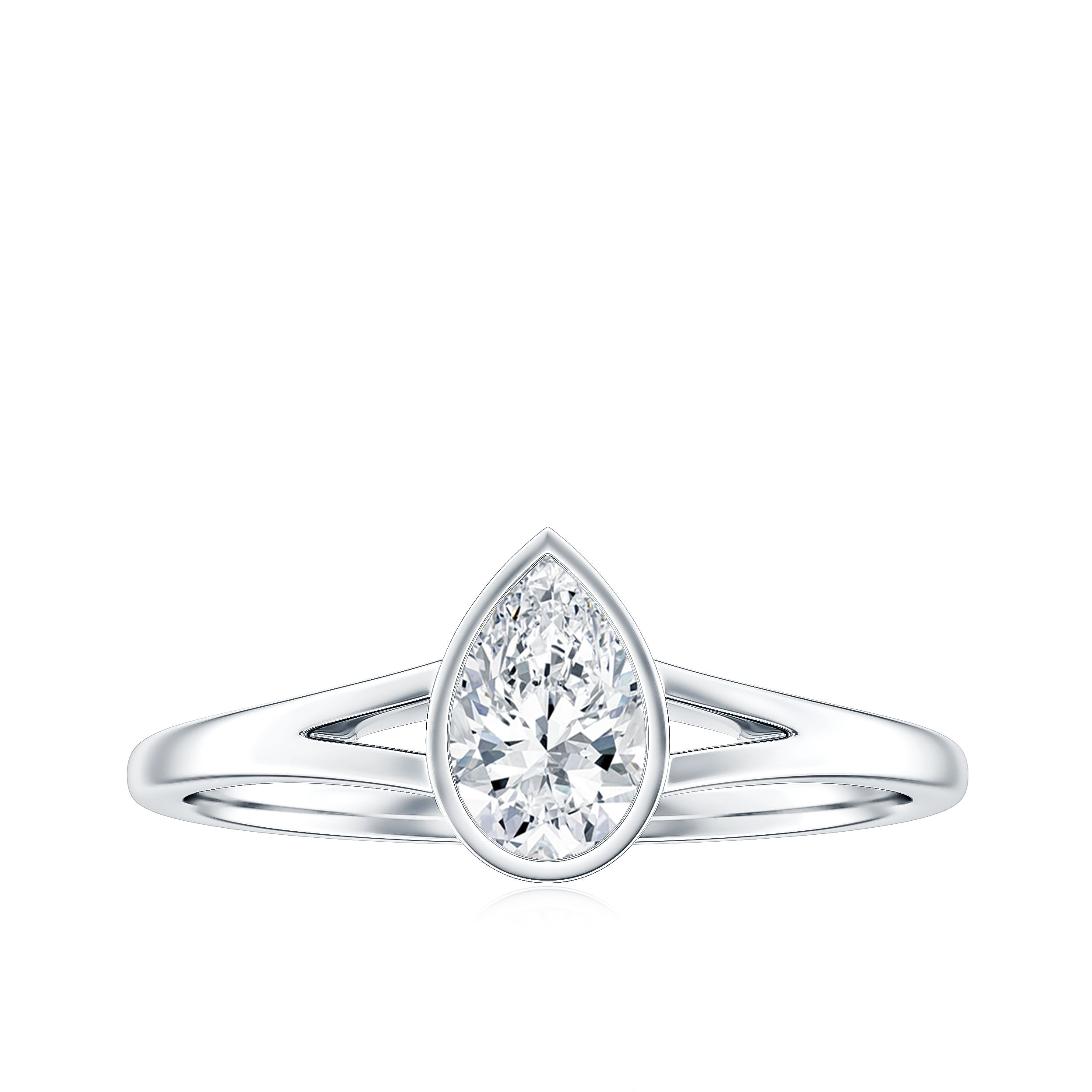 Pear Cut Lab Grown Diamond Solitaire Ring in Split Shank