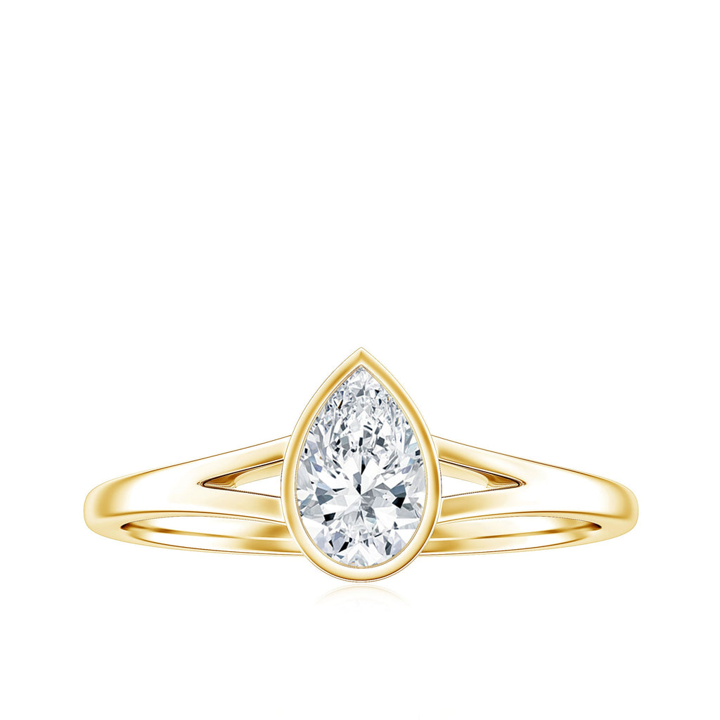 Pear Cut Lab Grown Diamond Solitaire Ring in Split Shank