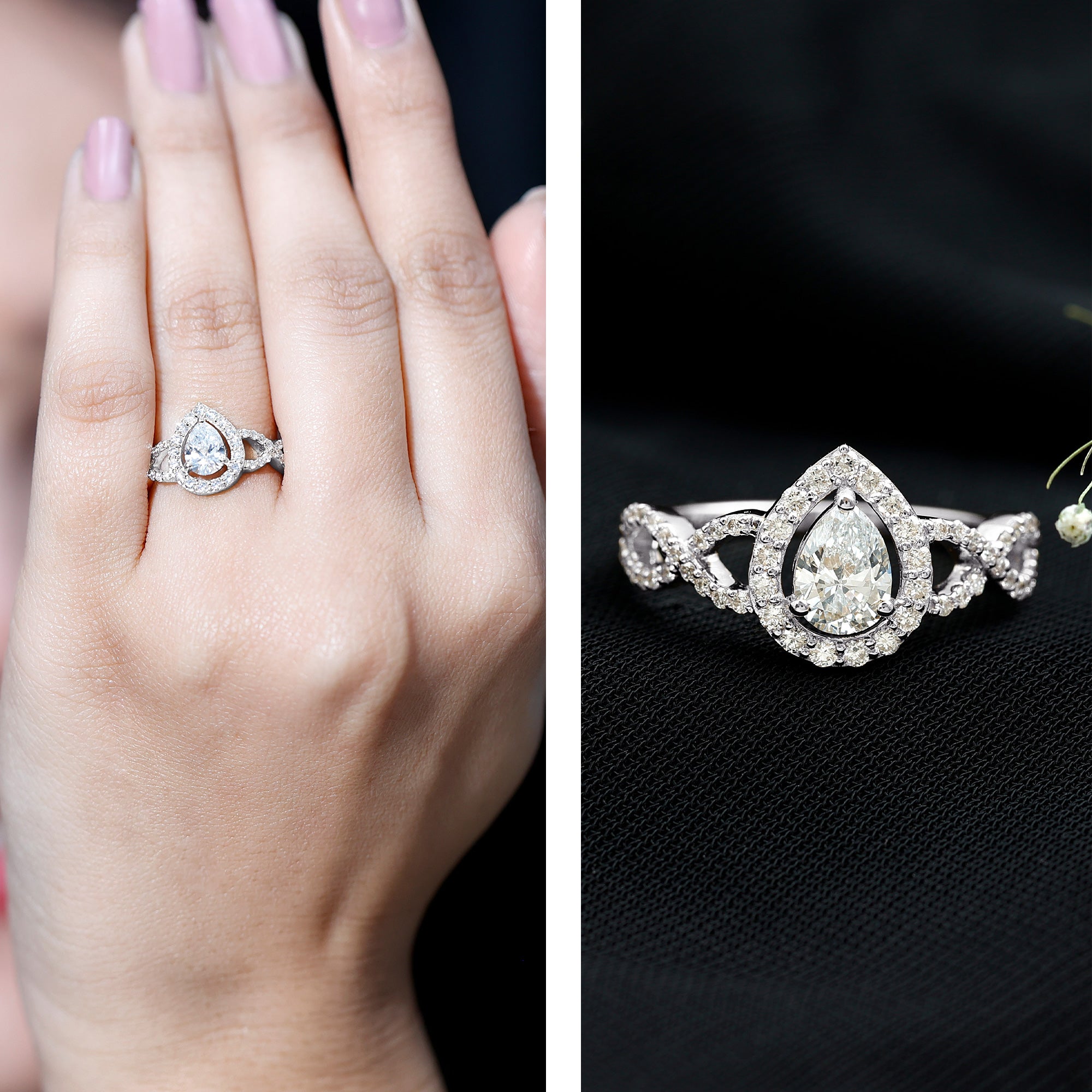 Pear Shape Lab Grown Diamond Teardrop Engagement Ring