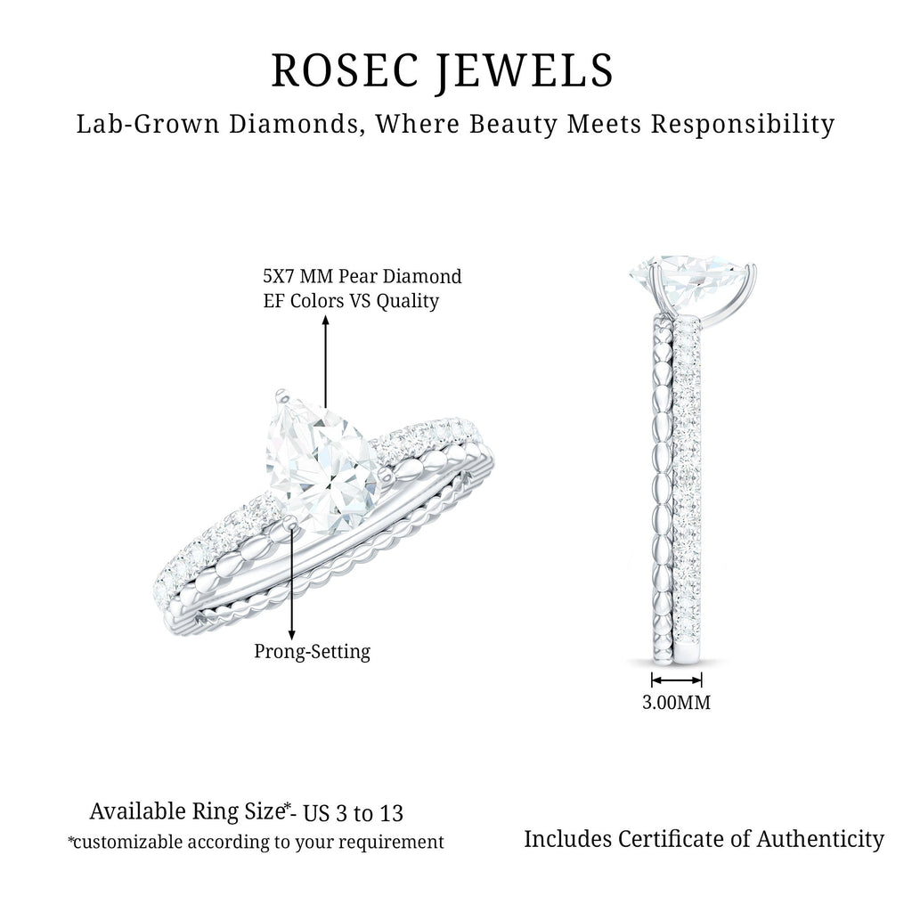 Pear Shape Lab Grown Diamond Solitaire Engagement Ring