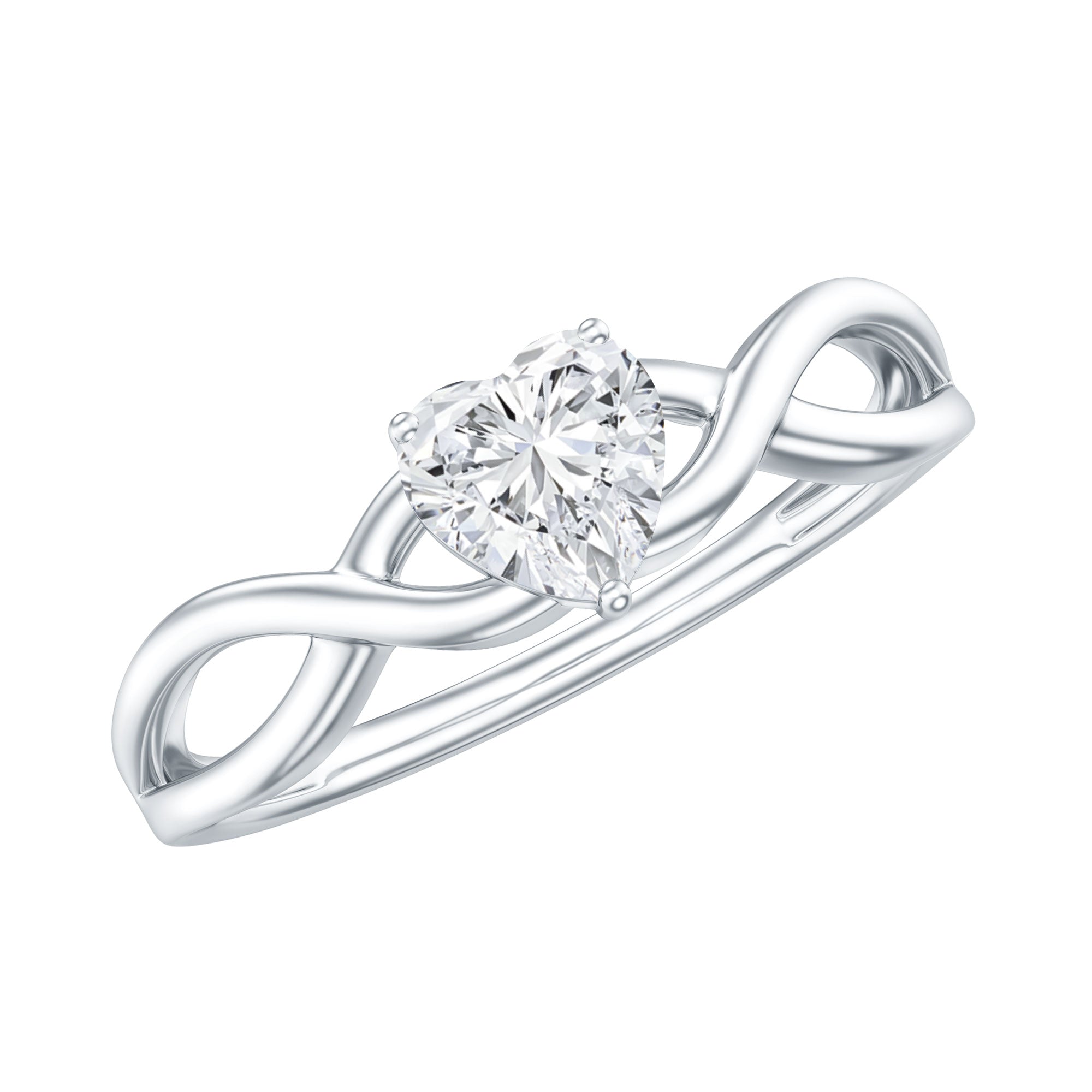 Lab Grown Diamond Heart Promise Ring in Crossover Shank