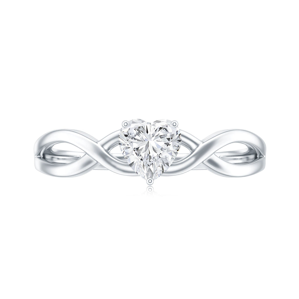 Lab Grown Diamond Heart Promise Ring in Crossover Shank