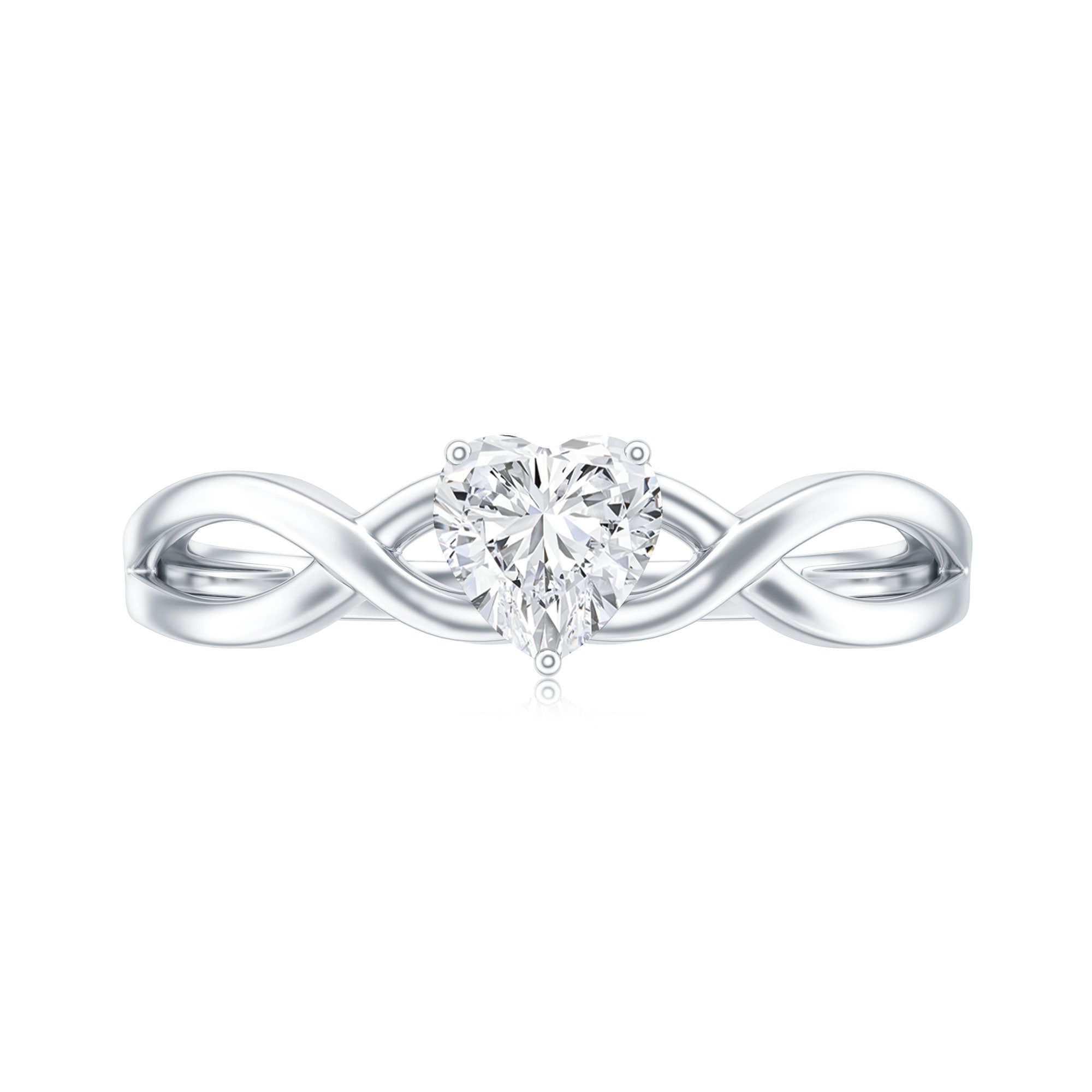 Lab Grown Diamond Heart Promise Ring in Crossover Shank