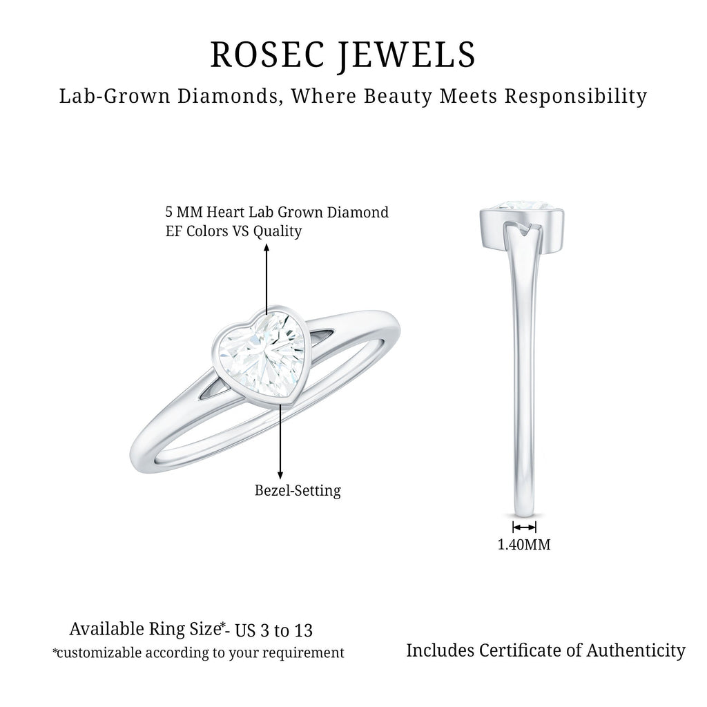 Heart Shape Lab Grown Diamond Solitaire Ring in Split Shank