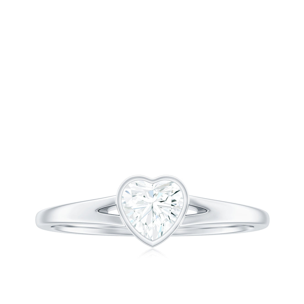 Heart Shape Lab Grown Diamond Solitaire Ring in Split Shank